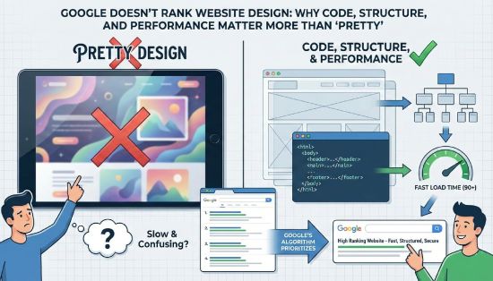 Google Doesn’t Rank Website Design: Why Code, Structure, and Performance Matter